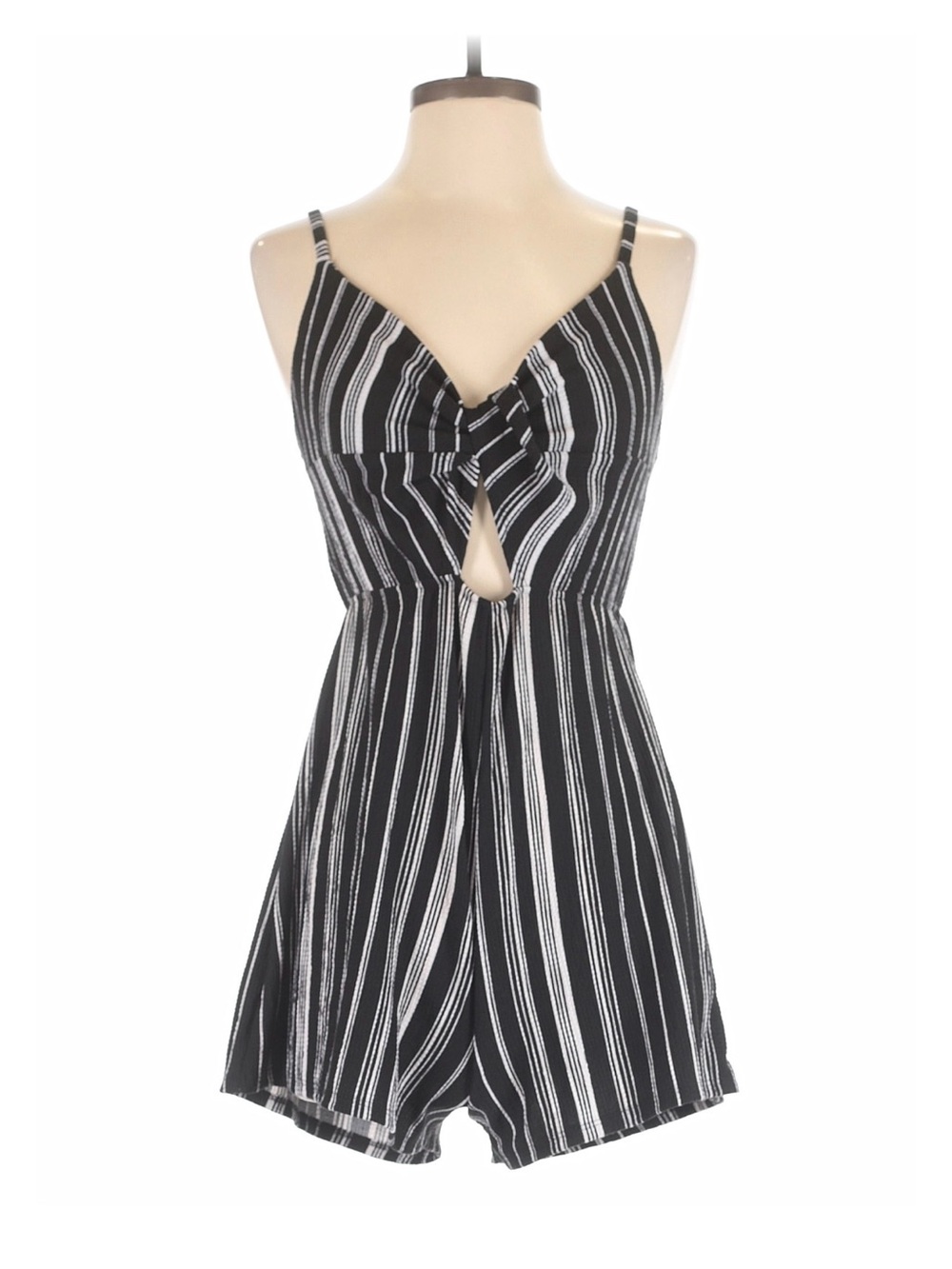 Ladies Wild Fable Black & White Striped Knot Front Romper Size Small